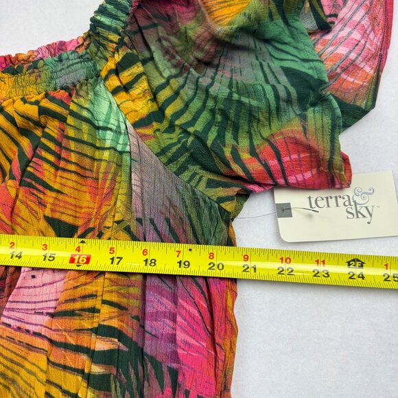 NWT Terra & Sky Women's Off Shoulder Tropical Palm Maxi Dress Size 3X  (24W-26W) - Picture 10 of 13